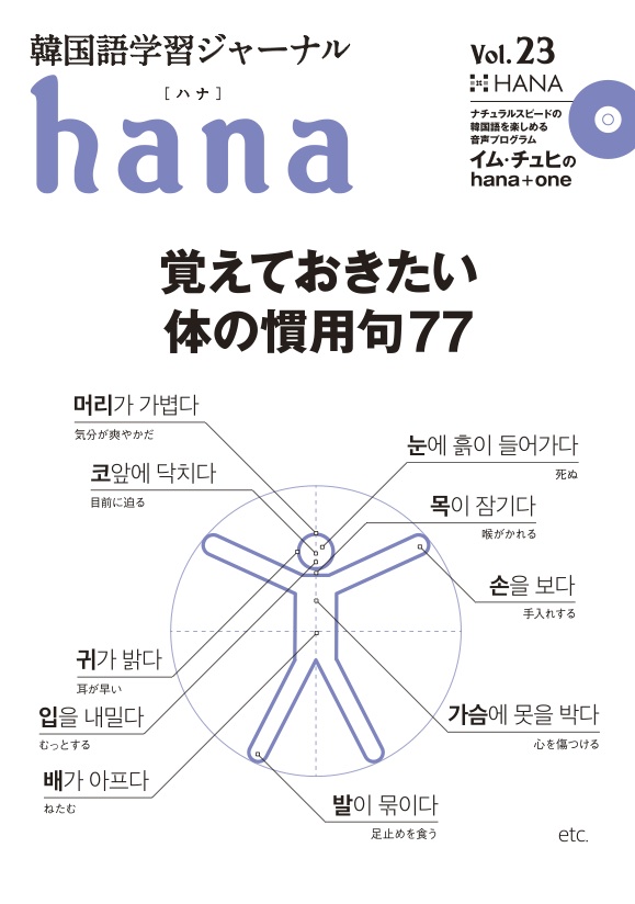 韓国語学習ジャーナルhana Vol 23 覚えておきたい体の慣用句77 Hanaの本 韓国語のhana 韓国語学習ジャーナルhana Vol 23 覚えておきたい体の慣用句77 Hanaの本 韓国語のhana