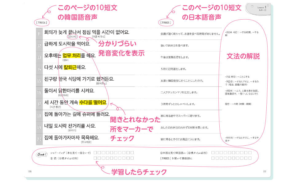 『30短文で韓国語スピーキング』の中身